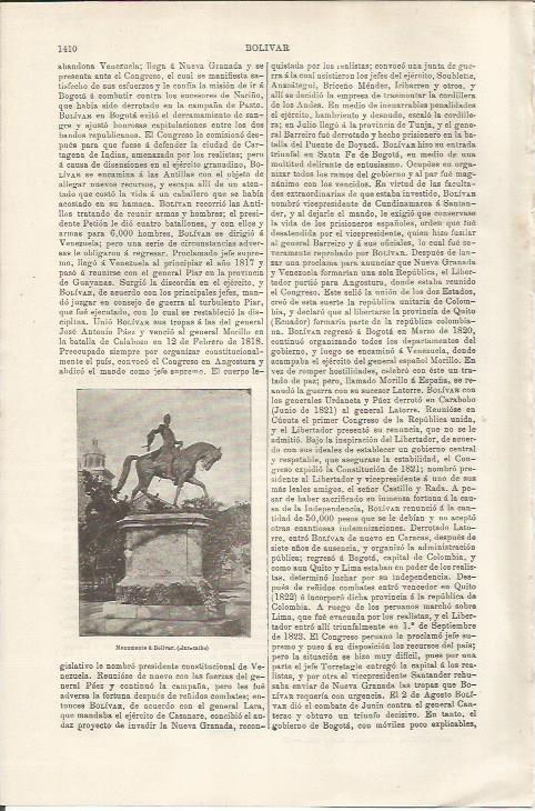 LAMINA ESPASA 34628: Monumento a Bolivar en Maracaibo