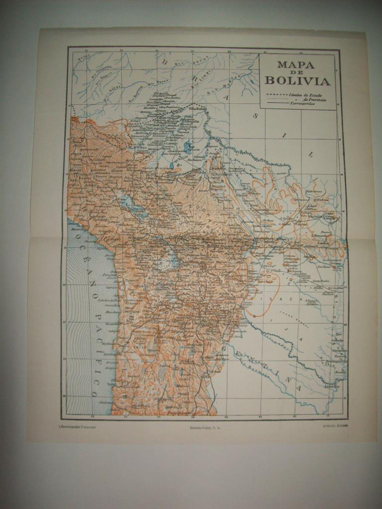LAMINA ESPASA 34629: Mapa de Bolivia