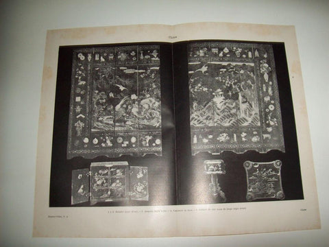 LAMINA ESPASA 34770: Biombo, arqueta, costurero y tablero de mesa de la Antigua China