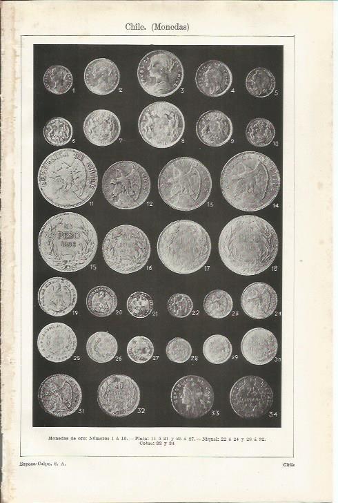LAMINA ESPASA 34741: Monedas de Chile