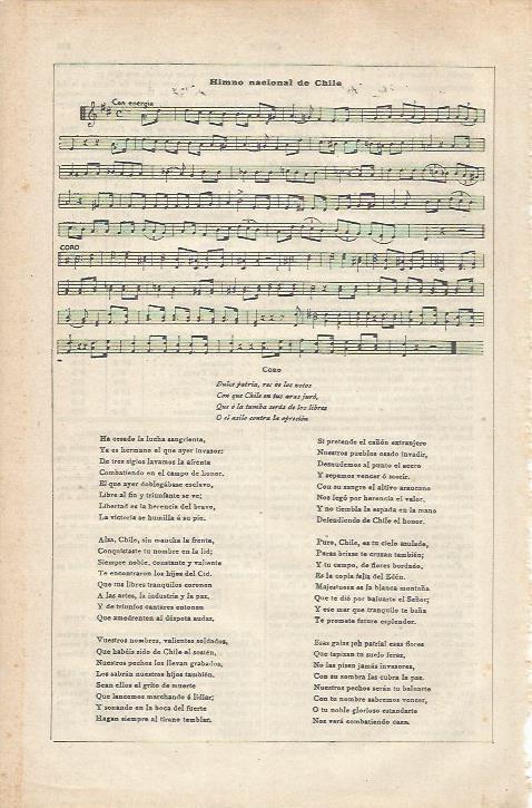 LAMINA ESPASA 34742: Himno Nacional de Chile