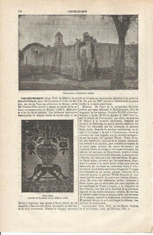 LAMINA ESPASA 34813: Cerca de la iglesia y azulejos de Churubusco-Mexico