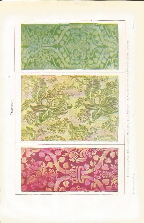 LAMINA ESPASA 34828: diversas muestra de tejido DAMASCO