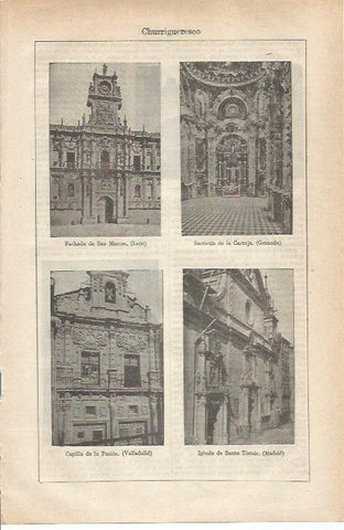 LAMINA ESPASA 34811: Fachadas iglesias estilo Churrigueresco