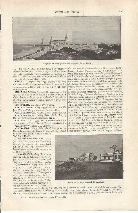 LAMINA ESPASA 34790: Santuario de la Regla y Sanatorio en Chipiona-Cadiz