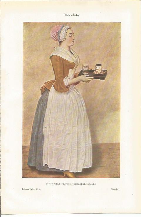 LAMINA ESPASA 34798: Pintura de El chocolate por Liotard