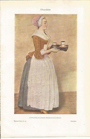 LAMINA ESPASA 34798: Pintura de El chocolate por Liotard