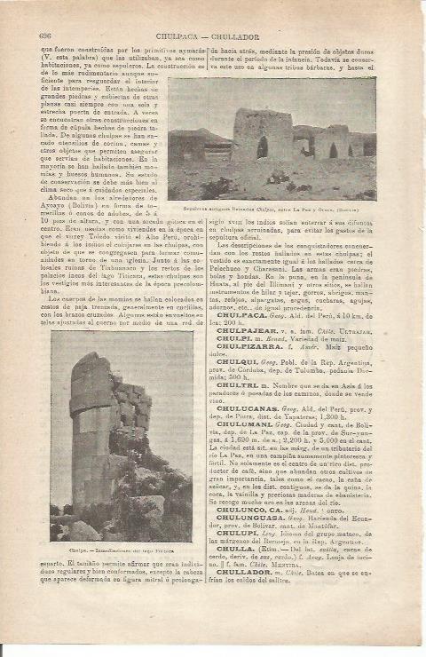 LAMINA ESPASA 34809: Sepulcros y ruinas entre La paz y Oruro