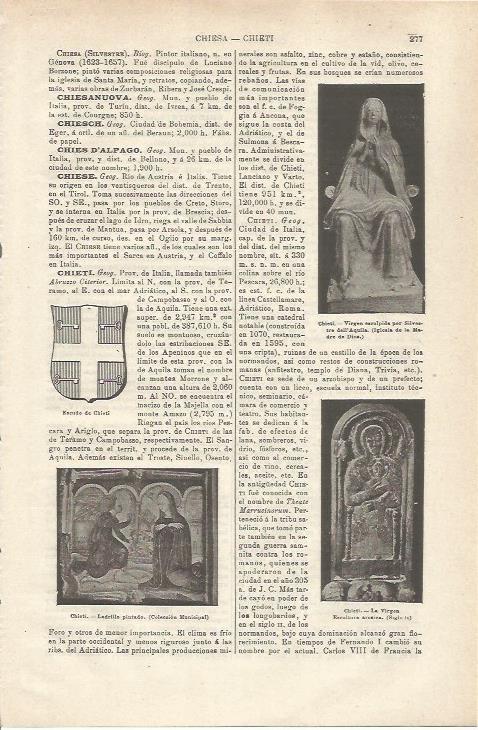 LAMINA ESPASA 34734: Escudo y Virgen de Chieti, Italia