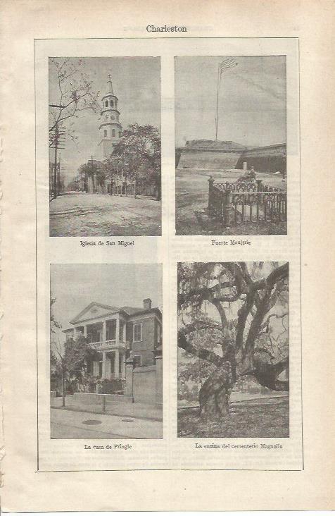 LAMINA ESPASA 34665: Fuerte Moultrie, Casa de Pringle e iglesia en Charleston, Estados Unidos