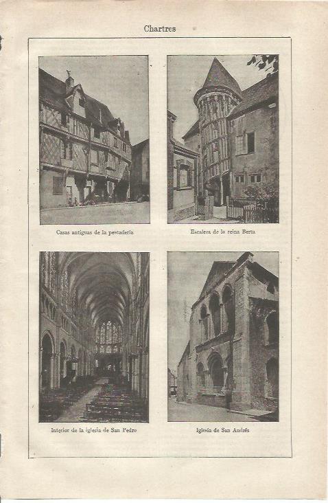 LAMINA ESPASA 34676: Pescaderias, Escalera de la reina Berta, Iglesia de San Andres en Chartres