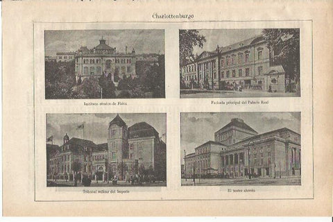 LAMINA ESPASA 34667: Instituto de Fisica, Palacio Real, Tribunal Militar y Teatro en Charlottenburg, Alemania