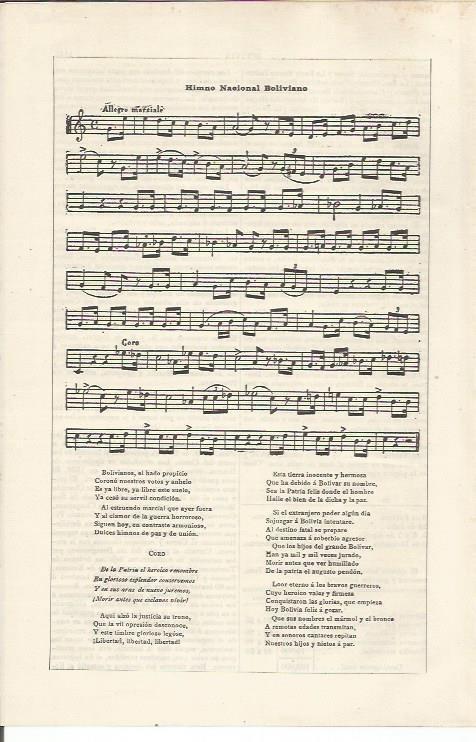 LAMINA ESPASA 34631: Himno Nacional de Bolivia