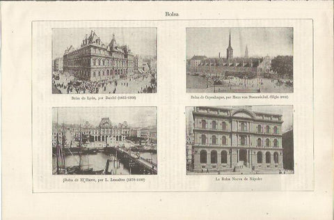 LAMINA ESPASA 34642: Bolsas de Lyon, Copenhague, El Havre y Napoles