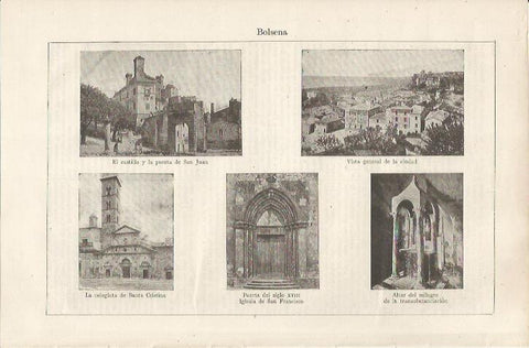 LAMINA ESPASA 34645: Castillo y edificios de Bolsena, Italia