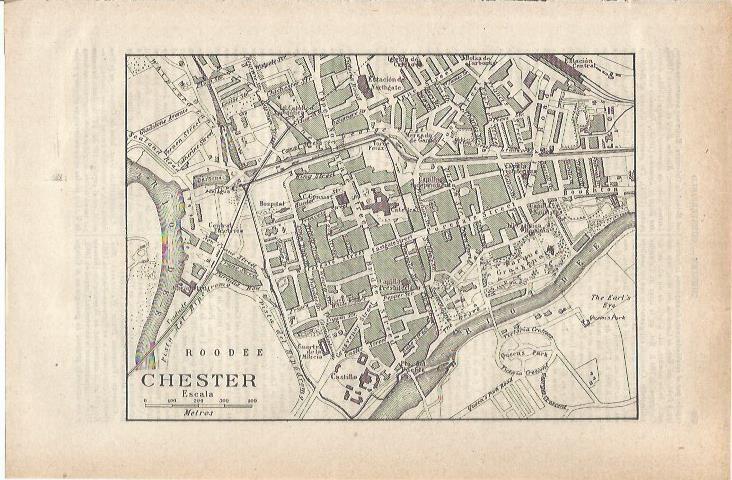LAMINA ESPASA 34708: Plano de Chester, Inglaterra