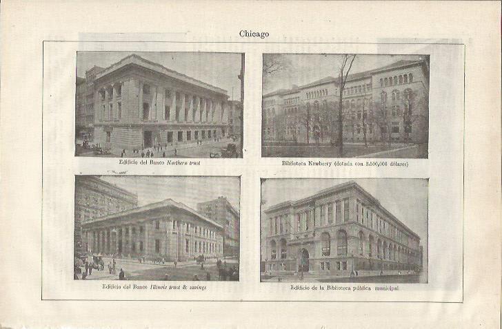 LAMINA ESPASA 34721: Biblioteca Newberry, Banco Northern Trust, Biblioteca Publica de Chicago