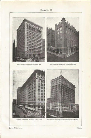 LAMINA ESPASA 34723: Edificio People's Gas, Edificio Postal Telegraph, Almacenes Marshall Field & Co y Edificio Harvester de Chicago