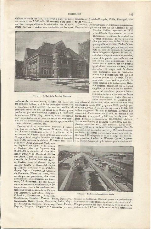 LAMINA ESPASA 34724: Sociedad Historica y esclusas en Chicago