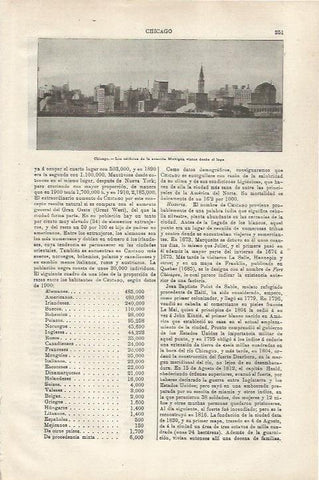 LAMINA ESPASA 34725: Vista de la avenida Michigan desde el lago en Chicago