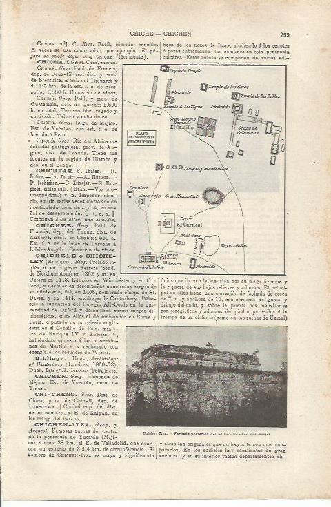 LAMINA ESPASA 34730: Plano de las ruinas de Chichen-Itza