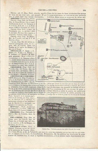 LAMINA ESPASA 34730: Plano de las ruinas de Chichen-Itza
