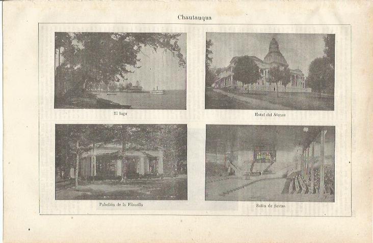 LAMINA ESPASA 34687: Lago, Hotel del Ateneo, Pabellon de la Filosofia y Salon de fiestas en Chautauqua