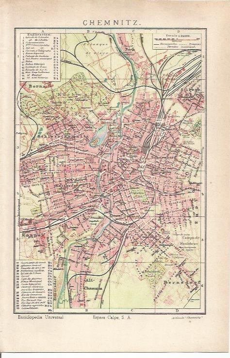 LAMINA ESPASA 34697: Plano de Chemnitz, Alemania
