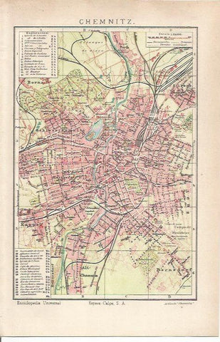 LAMINA ESPASA 34697: Plano de Chemnitz, Alemania