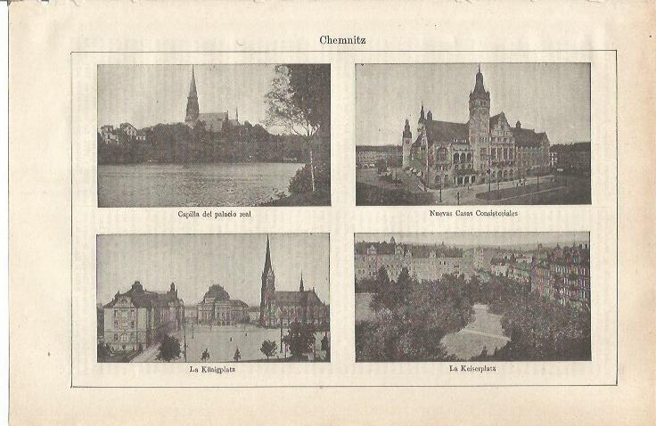 LAMINA ESPASA 34699: Capilla del Palacio Real, Keiserplatz y Konigplatz de Chemnitz, Alemania