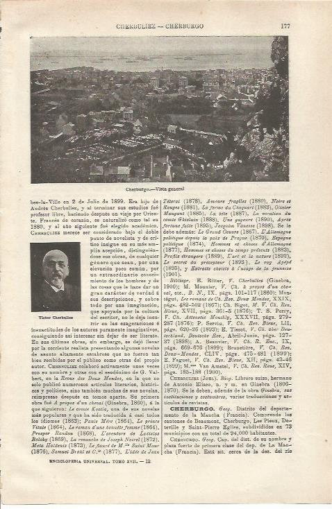 LAMINA ESPASA 34702: Vista de Cherburgo, Francia