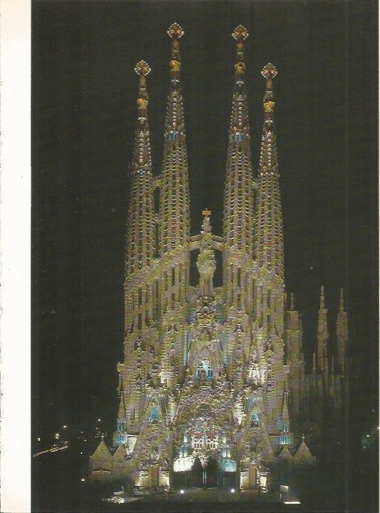 LAMINA 20590: La Sagrada Familia en Barcelona, de noche