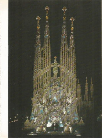 LAMINA 20590: La Sagrada Familia en Barcelona, de noche