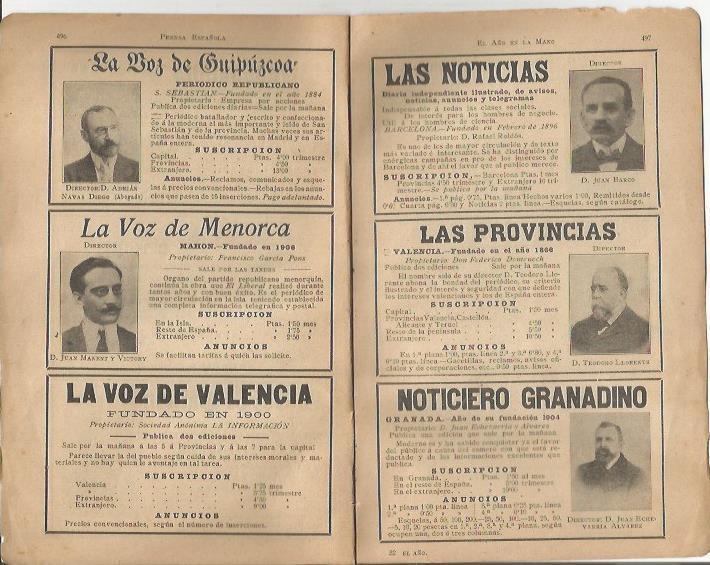 LAMINA 20634: La Voz de Guipuzcoa, La Voz de Menorca, Las Provincias, Las Noticias, La Voz de Valencia y Noticiero Granadino 