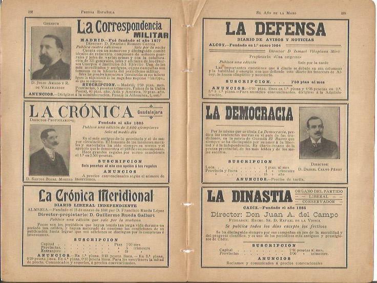 LAMINA 20632: La Correspondencia Militar, La Defensa, La Cronica, La Dinastia, La Democracia y La Cronica Meridional