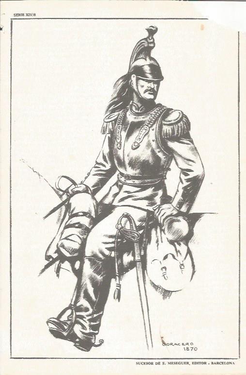LAMINA 20666: Coracero de 1870, dibujo de Freixas