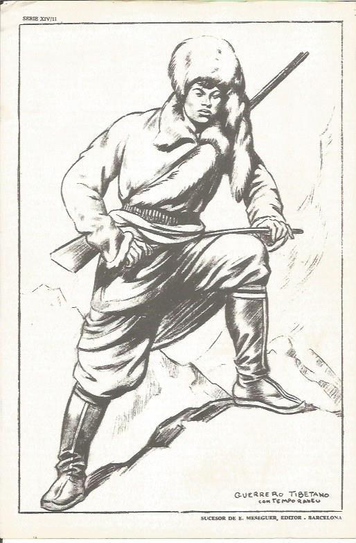 LAMINA 20662: Guerrero tibetano contemporaneo, dibujo de Freixas