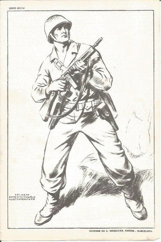 LAMINA 20661: Soldado expedicionario norteamericano, dibujo de Freixas