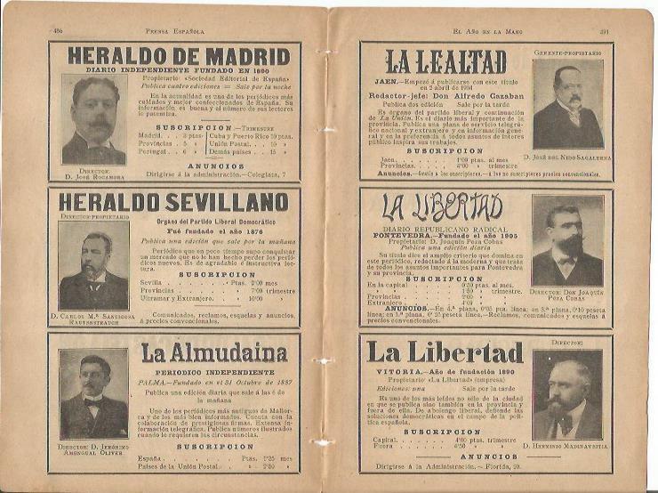 LAMINA 20631: Datos de Heraldo de Madrid, Heraldo Sevillano, La Almudaina, La Libertad, La Lealtad y La Libertad