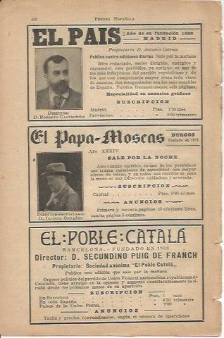 LAMINA 20629: Ficha de El Pais, El Papa-Moscas y El Poble Catala