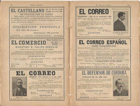 LAMINA 20626: Ficha de prensa de El Correo, El Comercio. El Correo Español y El Defensor de Cordoba