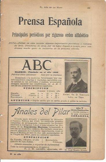 LAMINA 20623: Ficha de prensa del ABC y Anales del Pilar