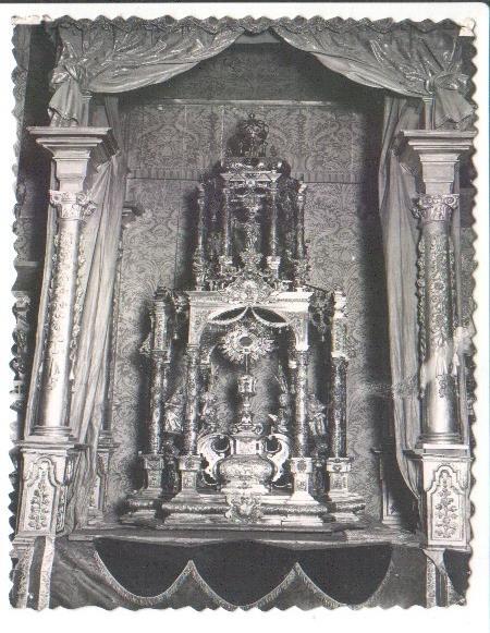 Postal JC0201: Teruel. Catedral, Custodia (1742). Postal con cantos serrados y en B/N