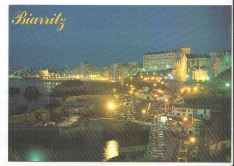 Postal JC0262: Biarritz. Le port des pecheurs et la grande plage la nuit