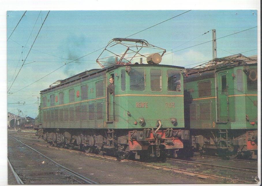 Postal JC0288: Locomotora electrica 7103 serie 7101 a 7125. Miranda de Ebro 7-4-1969. Foto Jordi Casaponsa