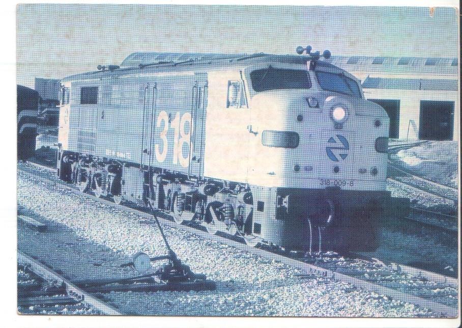 Postal JC0290: Locomotora 318-009-8 ox 1809, serie 1801/24. Villaverde Bajo 3/93. Foto de Chema Martinez