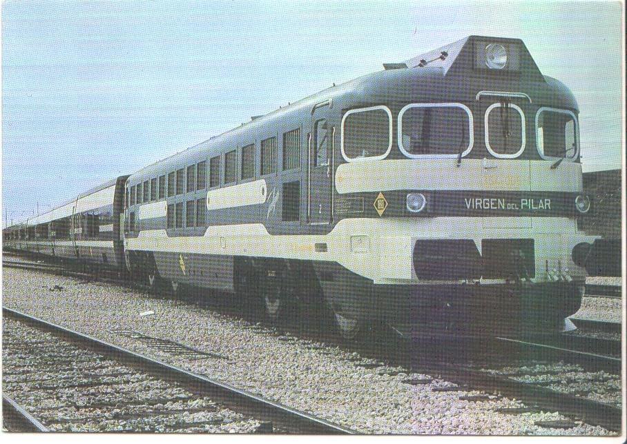Postal JC0291: Talgo Pendular remolcado por locomotora de la serie 354 (Virgen del Pilar). Renfe