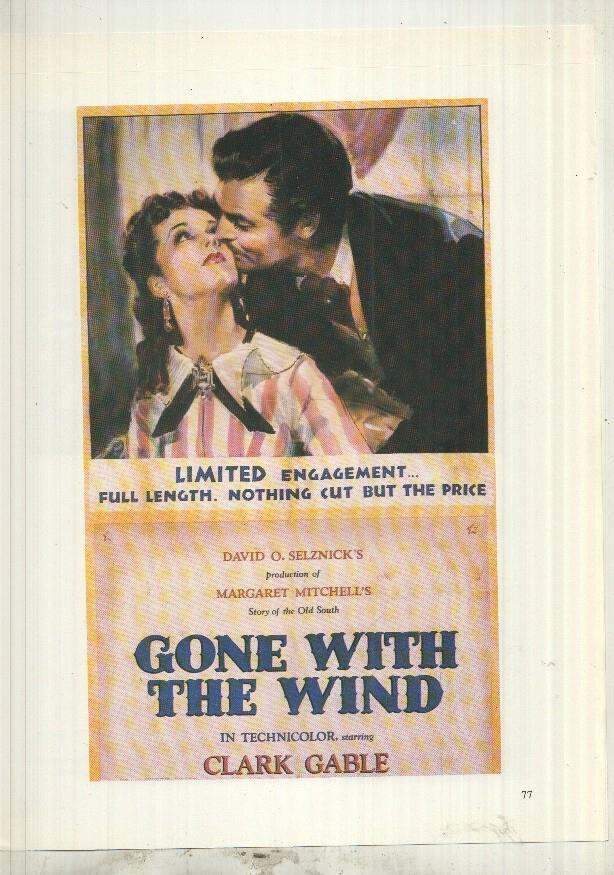 Lamina 31 The movie Poster Book:  Gone with the wind y en trasera  Dolce Inganno 