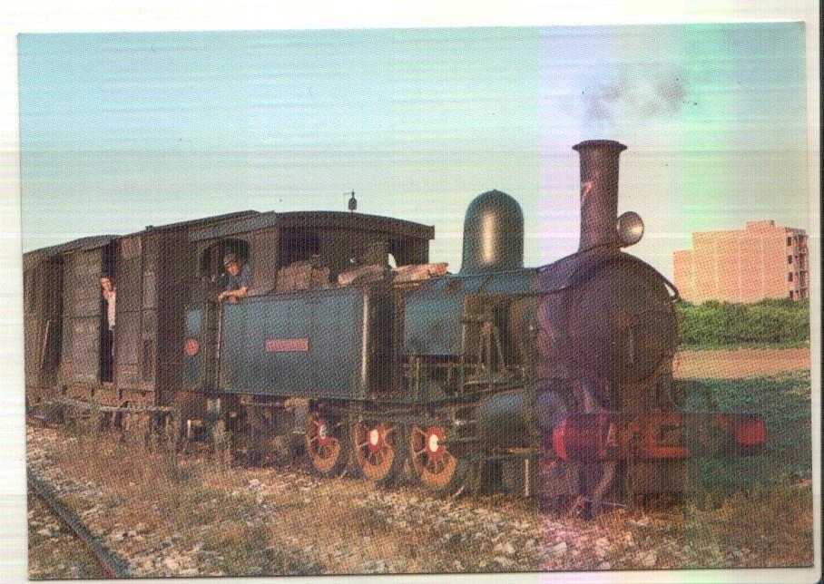 Postal JC0317: Ferrocarril Alcoy Gandia, locomotora nº 7 "Cocentaina". Gandia 23-8-1968, foto Jordi Casaponsa