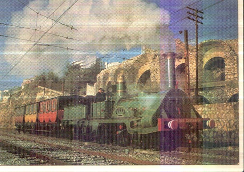 Postal JC0325: Tren del Centenario. Se construyo en 1948 replica exacta del que 100 años antes habia inaugurado la linea Barcelona-Mataro